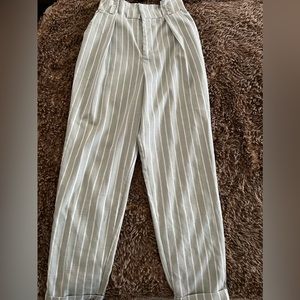 Forever 21: Pale green & white stripe trousers
